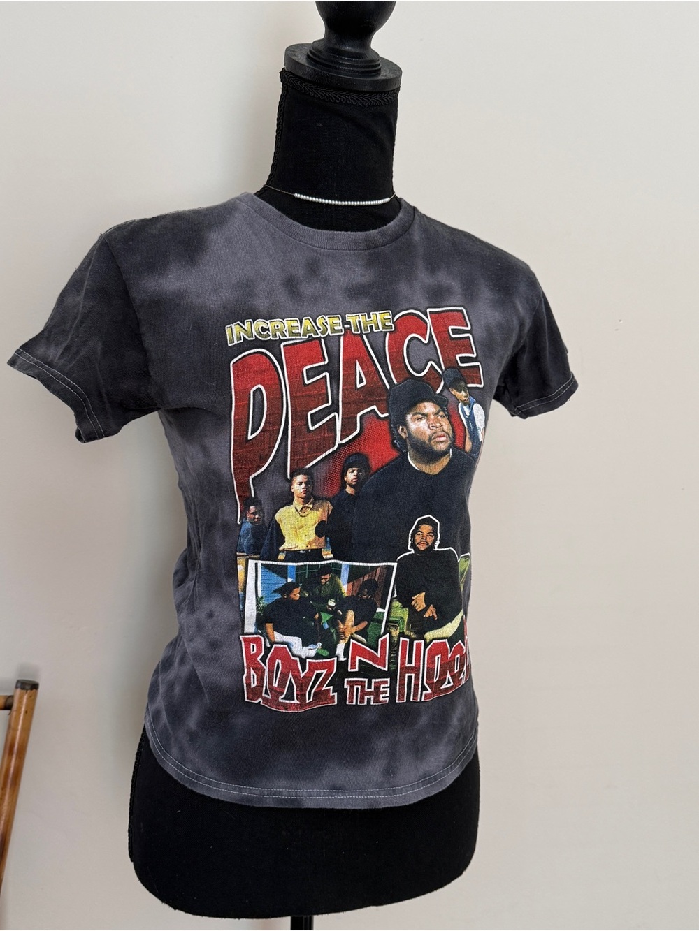 Graphic 'Increase the Peace' Boyz N the Hood Short Sleeve Tee - Black Tie-Dye